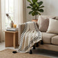 Black and White Woven Cotton Striped Throw Blanket