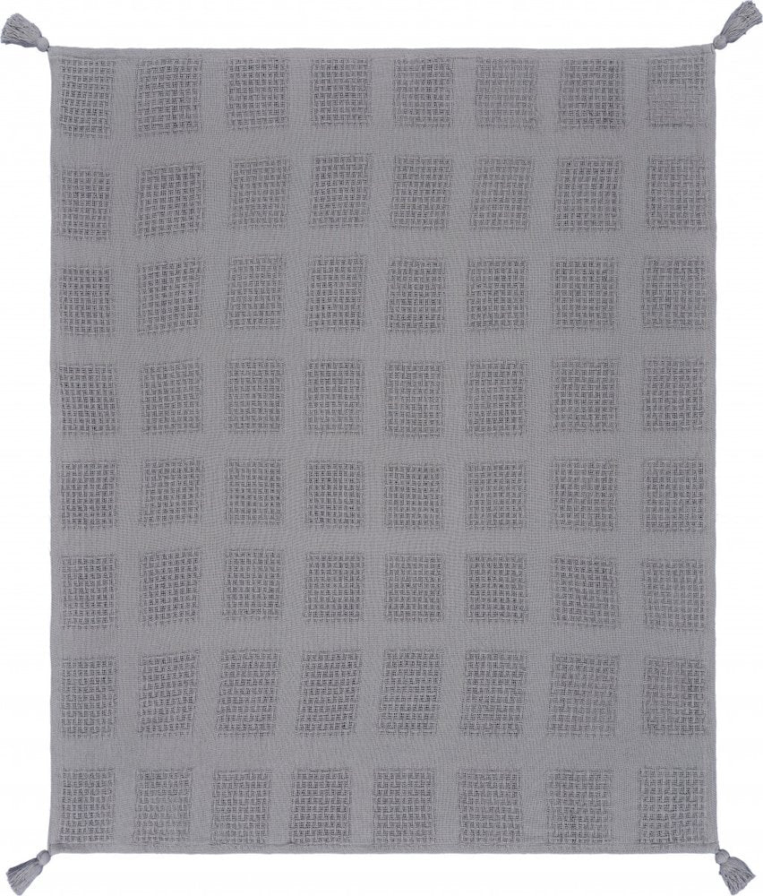 50" X 60" Gray Woven Cotton Throw Blanket with Tassels