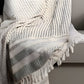50" X 60" Orange Woven Cotton Striped Throw Blanket with Fringe