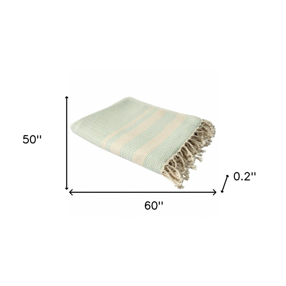 50" X 60" Orange Woven Cotton Striped Throw Blanket with Fringe