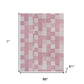 Pink Knitted Cotton Geometric Throw