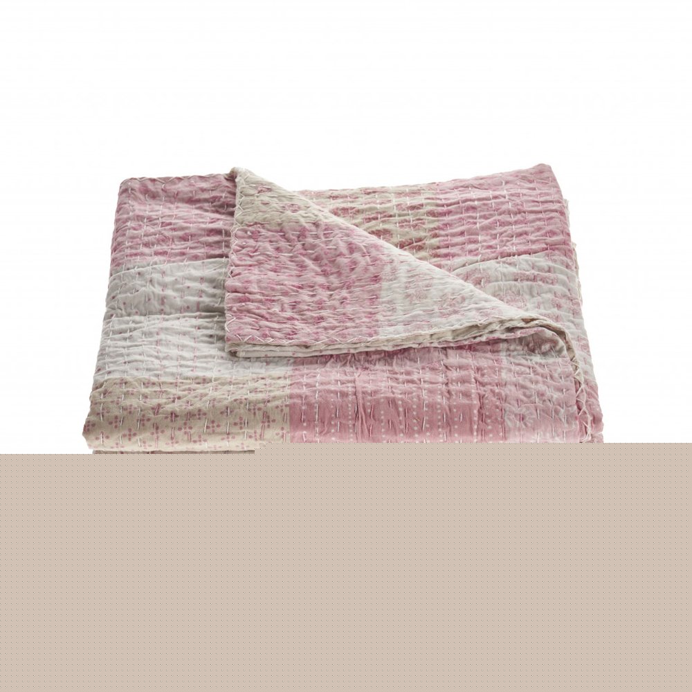 Pink Knitted Cotton Geometric Throw