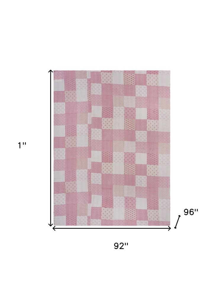 Cream Knitted Cotton Geometric Throw
