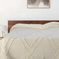 Ivory Geometric King Cotton Coverlet With Fringe
