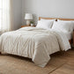 Ivory Geometric King Cotton Coverlet With Fringe