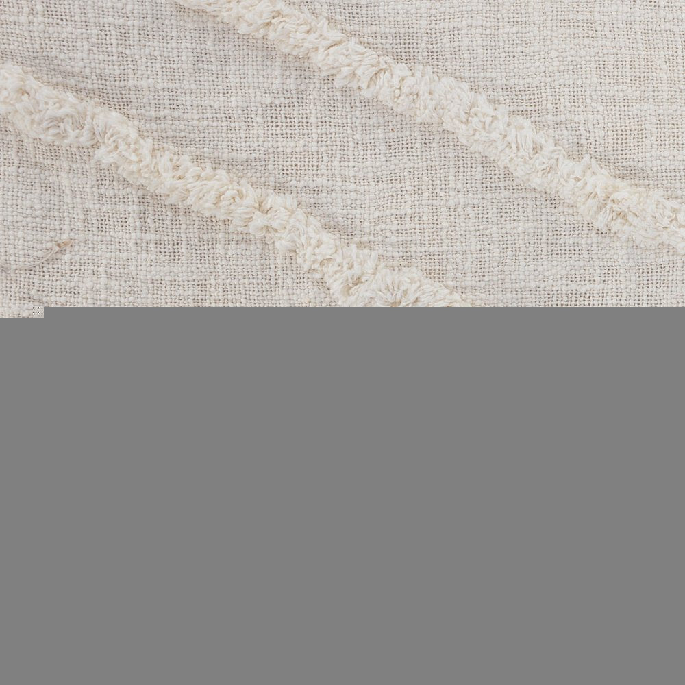 Ivory Geometric Queen Cotton Coverlet With Fringe