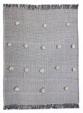 50" X 60" Gray Woven Cotton Houndstooth Throw Blanket with Pom Poms