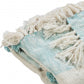 50" X 60" Aqua And Off White Cotton Woven Geometric Throw Blanket with Fringe