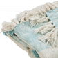 50" X 60" Aqua And Off White Cotton Woven Geometric Throw Blanket with Fringe