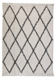 60" X 50" Cream Woven Cotton Geometric Throw Blanket with Fringe