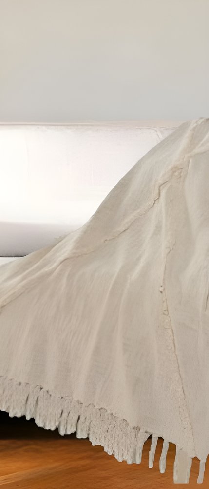 60" X 50" Orange Woven Cotton Throw Blanket with Fringe