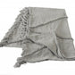 60" X 50" Cream Woven Cotton Throw Blanket with Fringe
