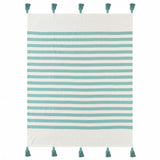 50" X 60" Blue and White Woven Cotton Striped Throw Blanket with Tassels