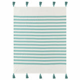 50" X 60" Orange Woven Cotton Striped Throw Blanket with Tassels
