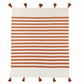 50" X 60" Orange Woven Cotton Striped Throw Blanket with Tassels
