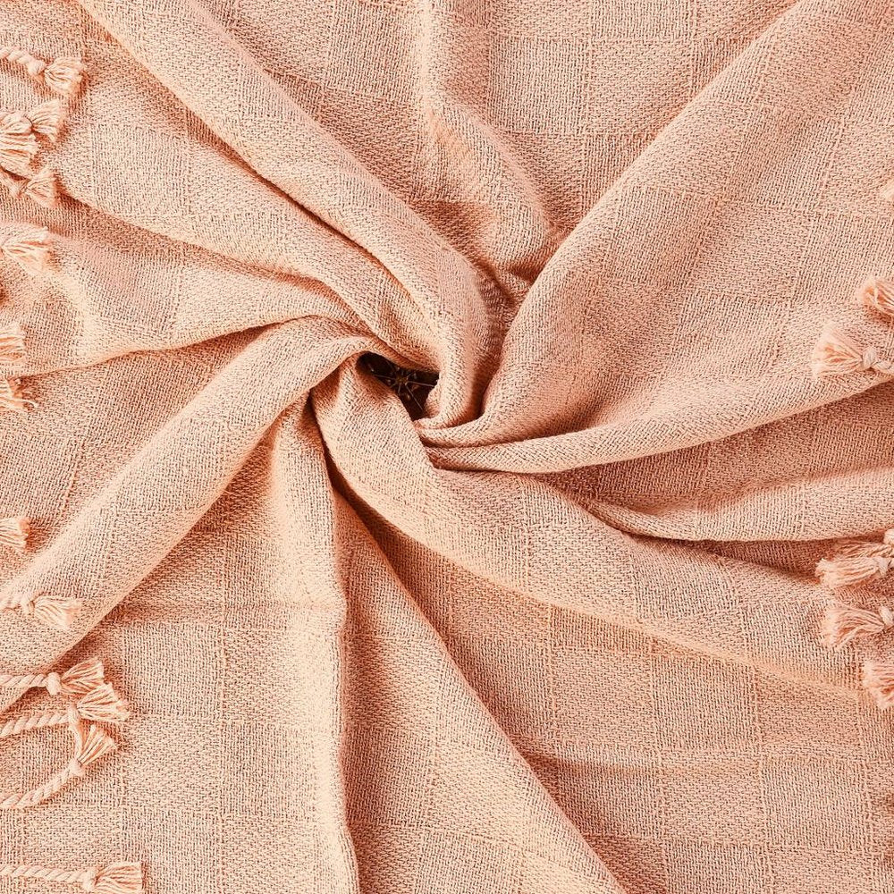 50" X 60" Orange Woven Cotton Throw Blanket with Fringe