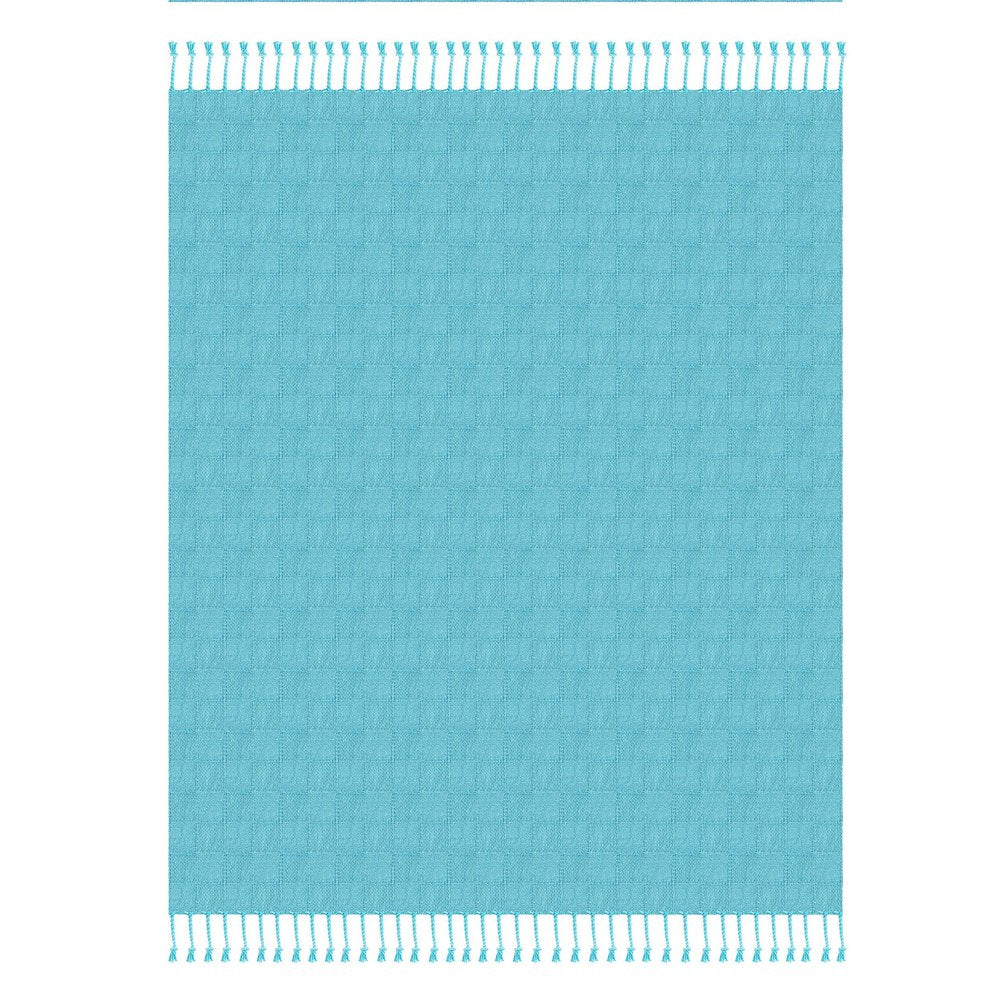 50" x 60" Black Woven Cotton Throw Blanket with Fringe