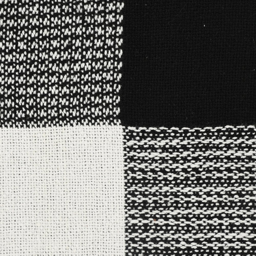 50" X 60" Gray Woven Cotton Checkered Throw Blanket with Fringe