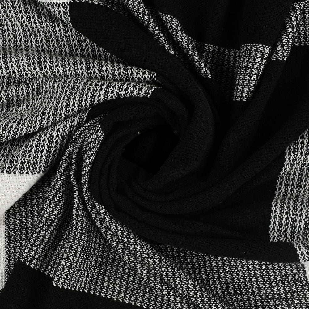 50" X 60" Gray Woven Cotton Checkered Throw Blanket with Fringe