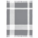 50" X 60" Gray Woven Cotton Checkered Throw Blanket with Fringe