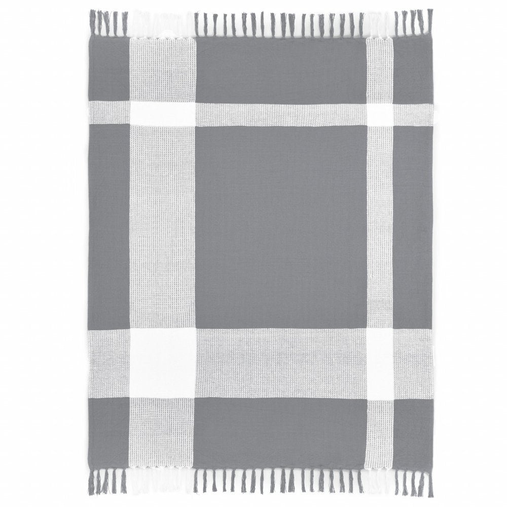 50" X 60" Red Woven Cotton Checkered Throw Blanket with Fringe