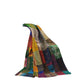 70" X 50" Blue and Green Kantha Silk Patchwork Throw Blanket with Embroidery