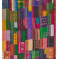 70" X 50" Blue and Green Kantha Silk Patchwork Throw Blanket with Embroidery