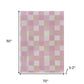 70" X 50" Pale Pink Kantha Cotton Patchwork Throw Blanket with Embroidery