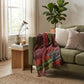 70" X 50" Red Kantha Silk Patchwork Throw Blanket with Embroidery
