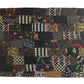 70" X 50" Black Kantha Cotton Patchwork Throw Blanket with Embroidery