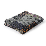 Gray Knitted Cotton Patchwork Throw Blanket