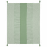 60" X 50" Green Woven Cotton Striped Throw Blanket with Tassels