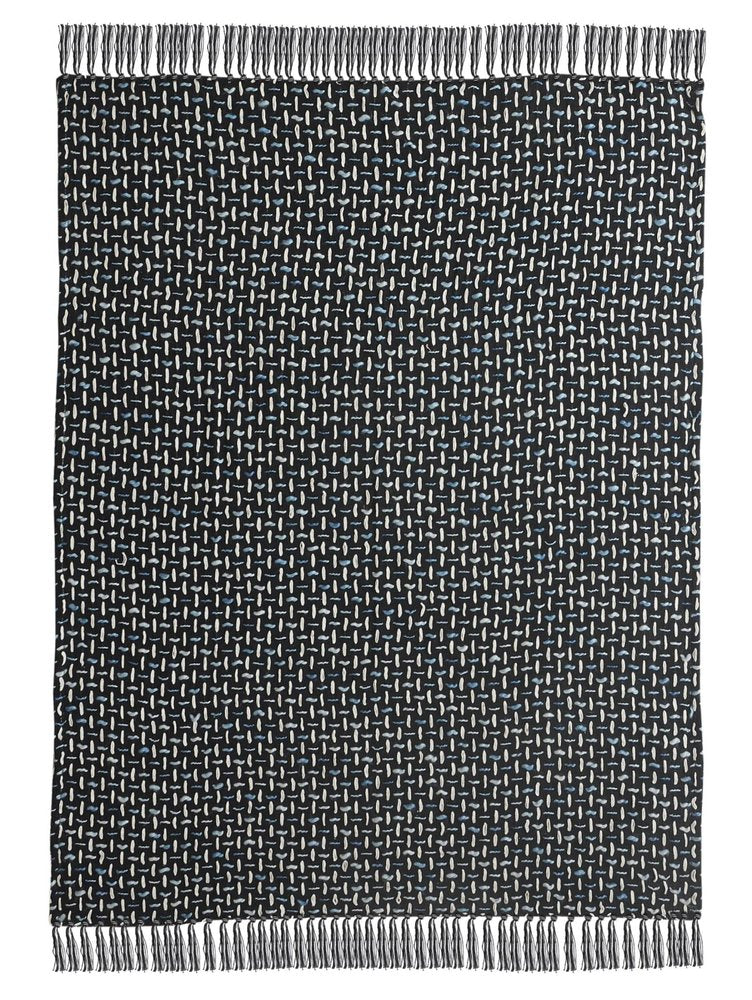 50" X 60" Black And Gold Geometric Cotton Woven Throw Blanket with Tassels