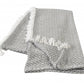 50" X 60" Gray and White Woven Cotton Geometric Throw Blanket with Fringe