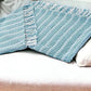 Blue and White Woven Cotton Striped Throw Blanket