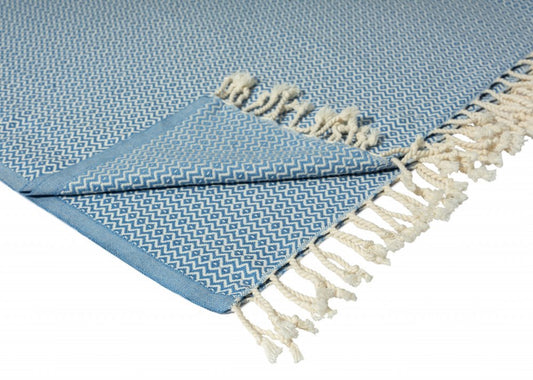 50" X 60" Gray Woven Cotton Geometric Throw Blanket with Fringe