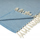 50" X 60" Blue and White Woven Cotton Geometric Throw Blanket with Fringe