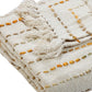 50" X 60" Cream Kantha Cotton Striped Throw Blanket with Embroidery