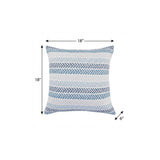 18" Light Blue And White Chevron Cotton Throw Pillow