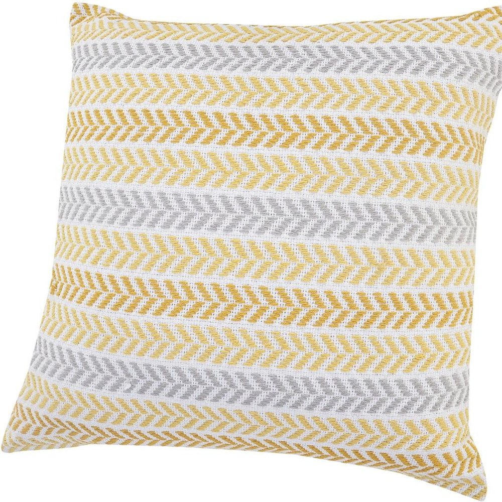 18" Light Blue And White Chevron Cotton Throw Pillow
