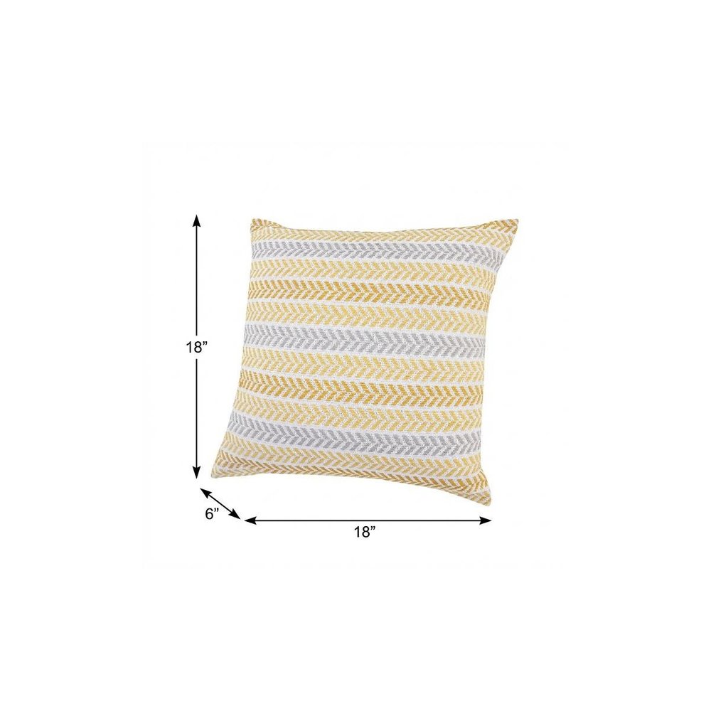 18" Light Blue And White Chevron Cotton Throw Pillow