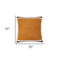 20" X 20" Orange White And Black 100% Cotton Geometric Zippered Pillow