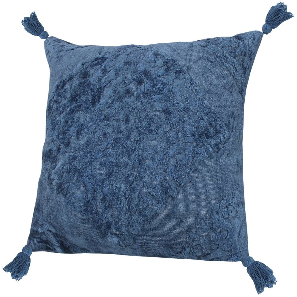 20" Blue Throw Pillow with Tassels