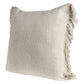 20" X 20" Ivory And White 100% Cotton Zippered Pillow