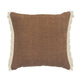 20" Gray And Ivory Cotton Color Block Throw Pillow with Fringe