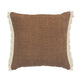 20" Orange And Tan Cotton Color Block Throw Pillow with Fringe