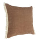 20" Gray And Ivory Cotton Color Block Throw Pillow with Fringe