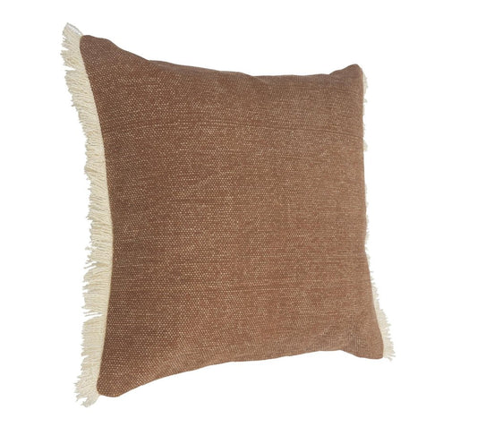 14" X 36" Gray Cotton Throw Pillow with Fringe
