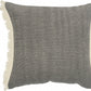 20" Gray And Ivory Cotton Color Block Throw Pillow with Fringe