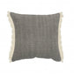 20" Gray And Ivory Cotton Color Block Throw Pillow with Fringe